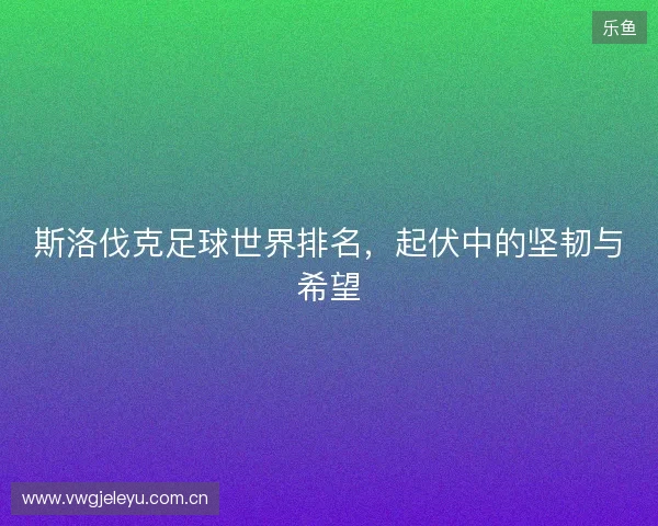 斯洛伐克足球世界排名，起伏中的坚韧与希望